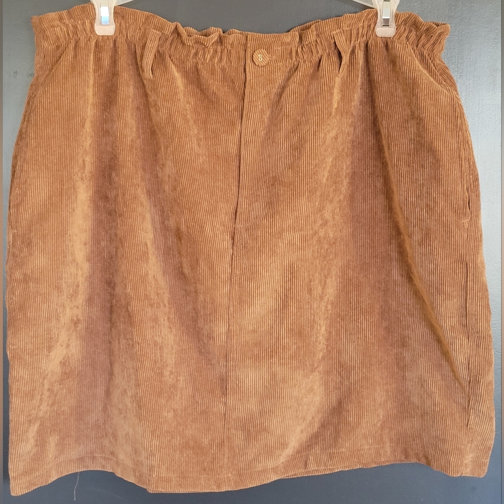 1X Corduroy paper bag style skirt in camel